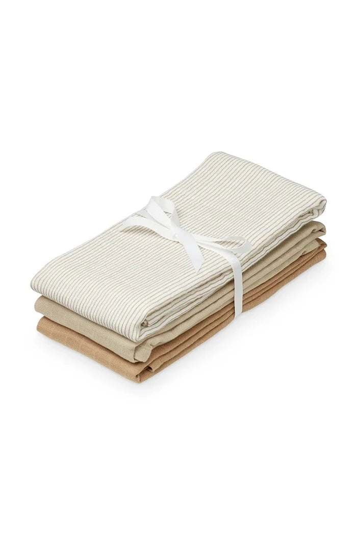 Cam Cam Copenhagen Bebek Pamuklu Kundak Bezi Classic Stripes Camel 3'lü