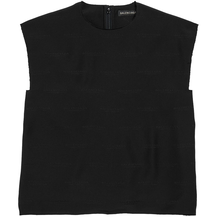 Balenciaga Black Silk Jacquard License Top