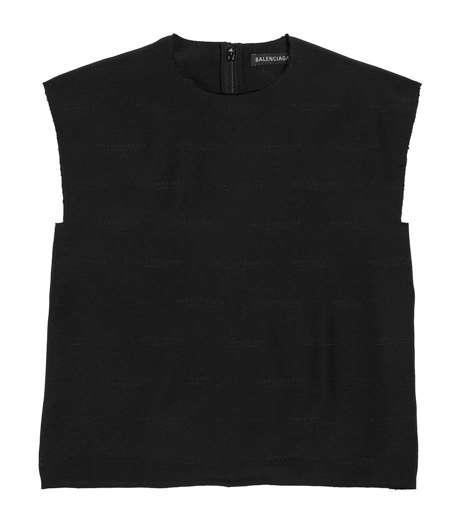 Balenciaga Black Silk Jacquard License Top