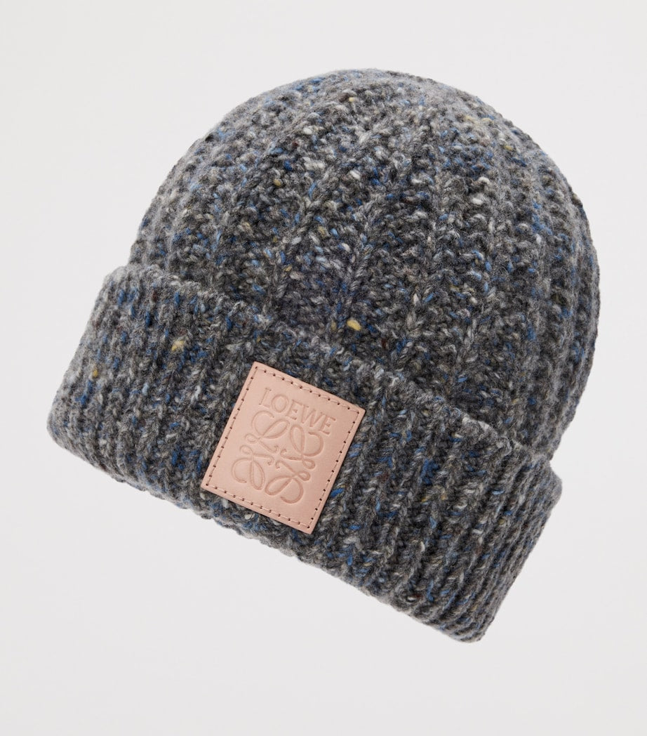 LOEWE Grey Wool-Cashmere-Blend Logo Beanie
