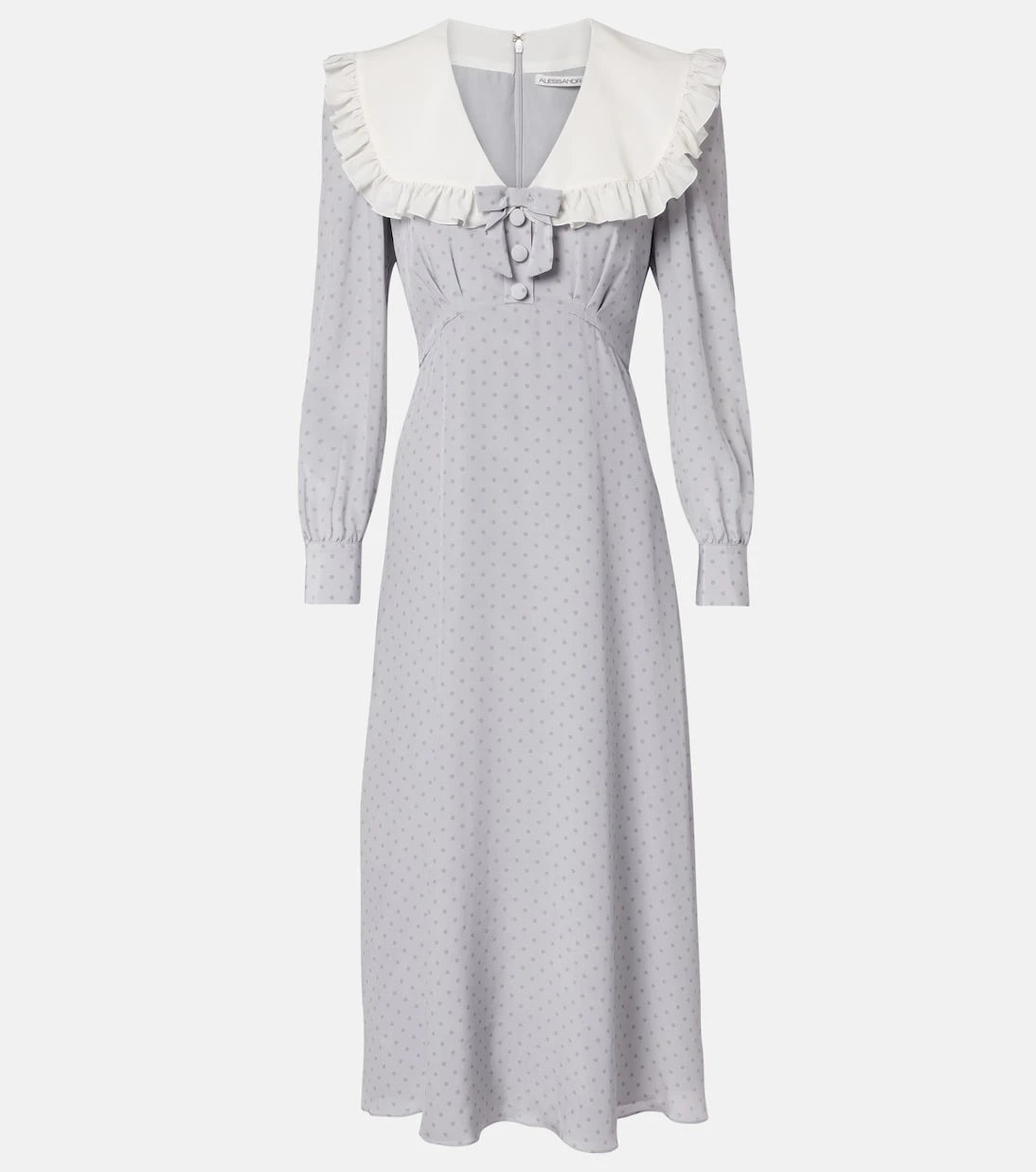 Alessandra Rich - Polka-dot ruffled silk midi dress