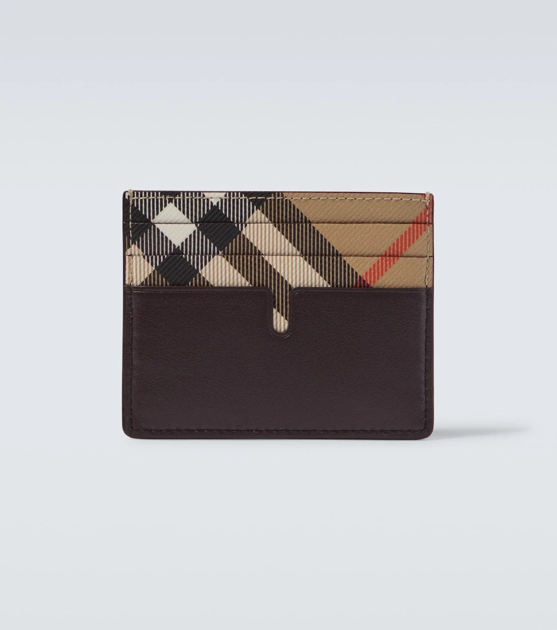 Burberry - محفظة بطاقات جلدية بنقشة بربري كاروهات