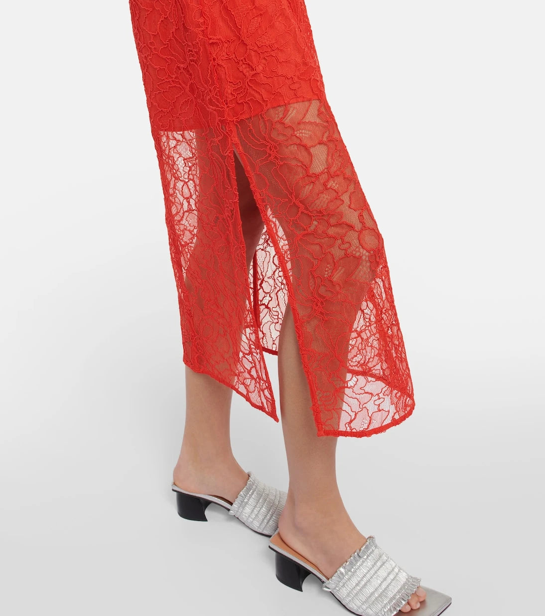 Ganni - Halterneck lace midi dress