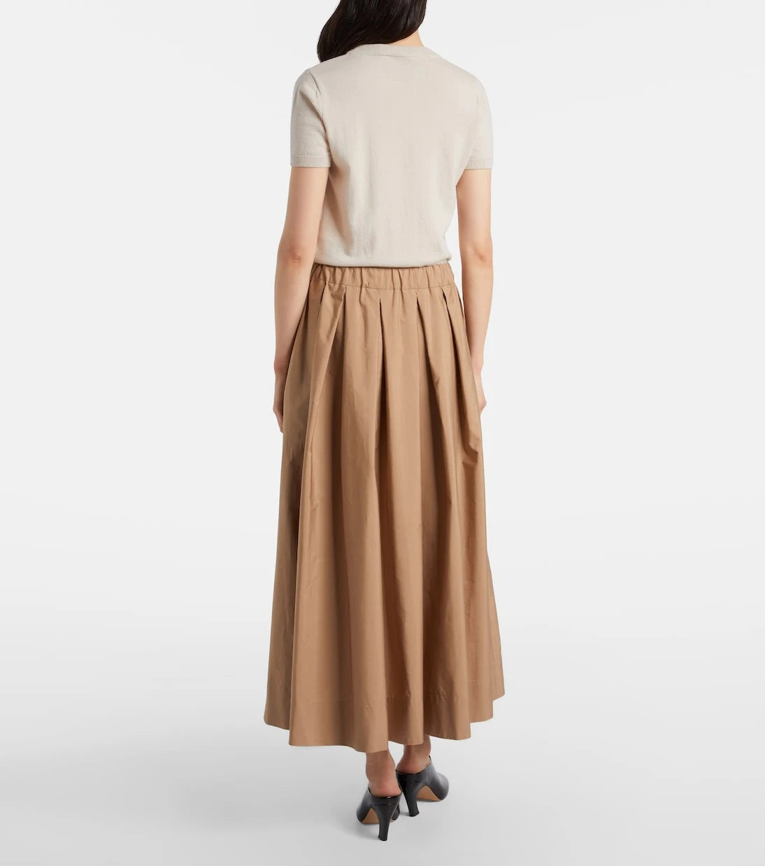 'S Max Mara - Pineta pleated cotton poplin midi skirt