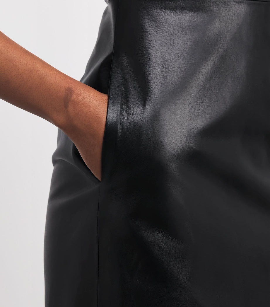 Adam Lippes Black Lambskin Hailee Midi Dress