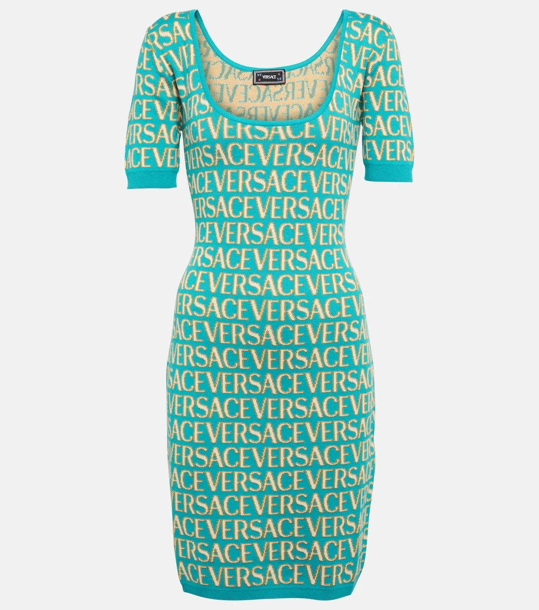 Versace - فستان قصير منسوج بالكامل من Versace
