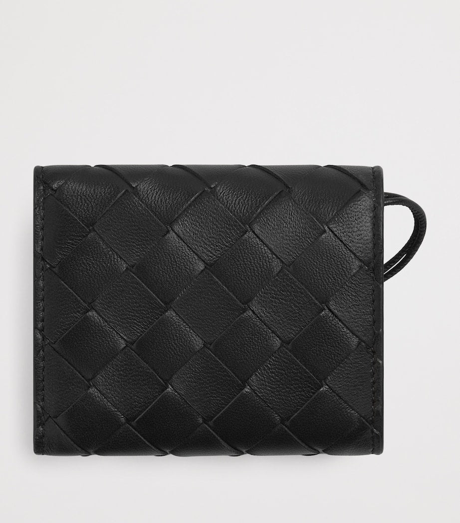 Black Leather Intrecciato Andiamo Trifold Wallet