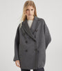Brunello Cucinelli Grey Cashmere Double-Breasted Peacoat