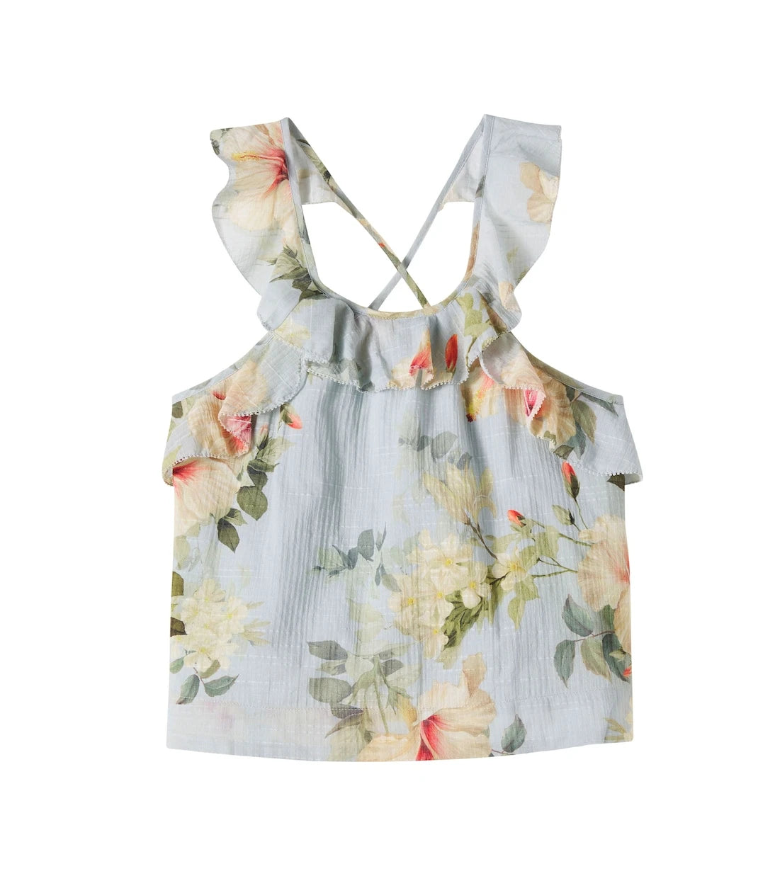 Zimmermann Kids - Mahon floral ruffled cotton tank top