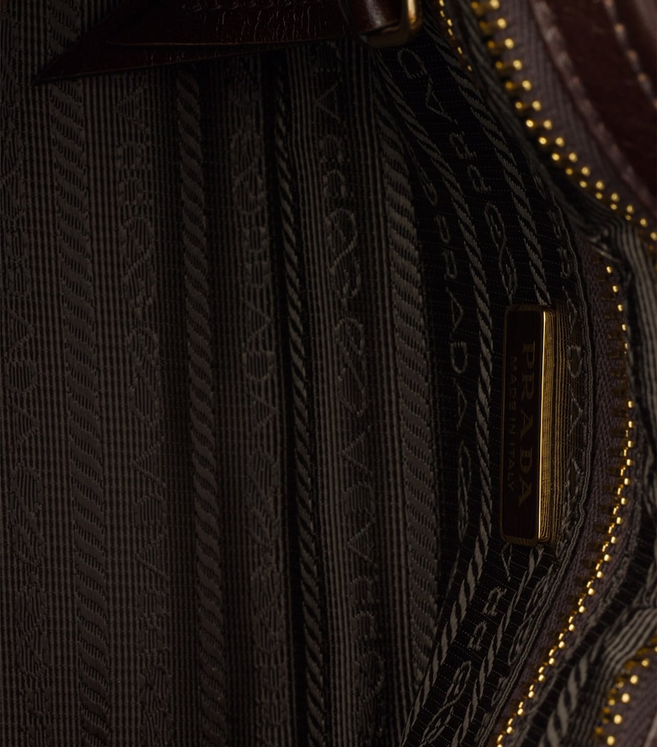 Prada Brown Mini Leather Bonnie Top-Handle Bag