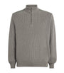 Paul & Shark Green Virgin Wool-Silk Quarter-Zip Sweater