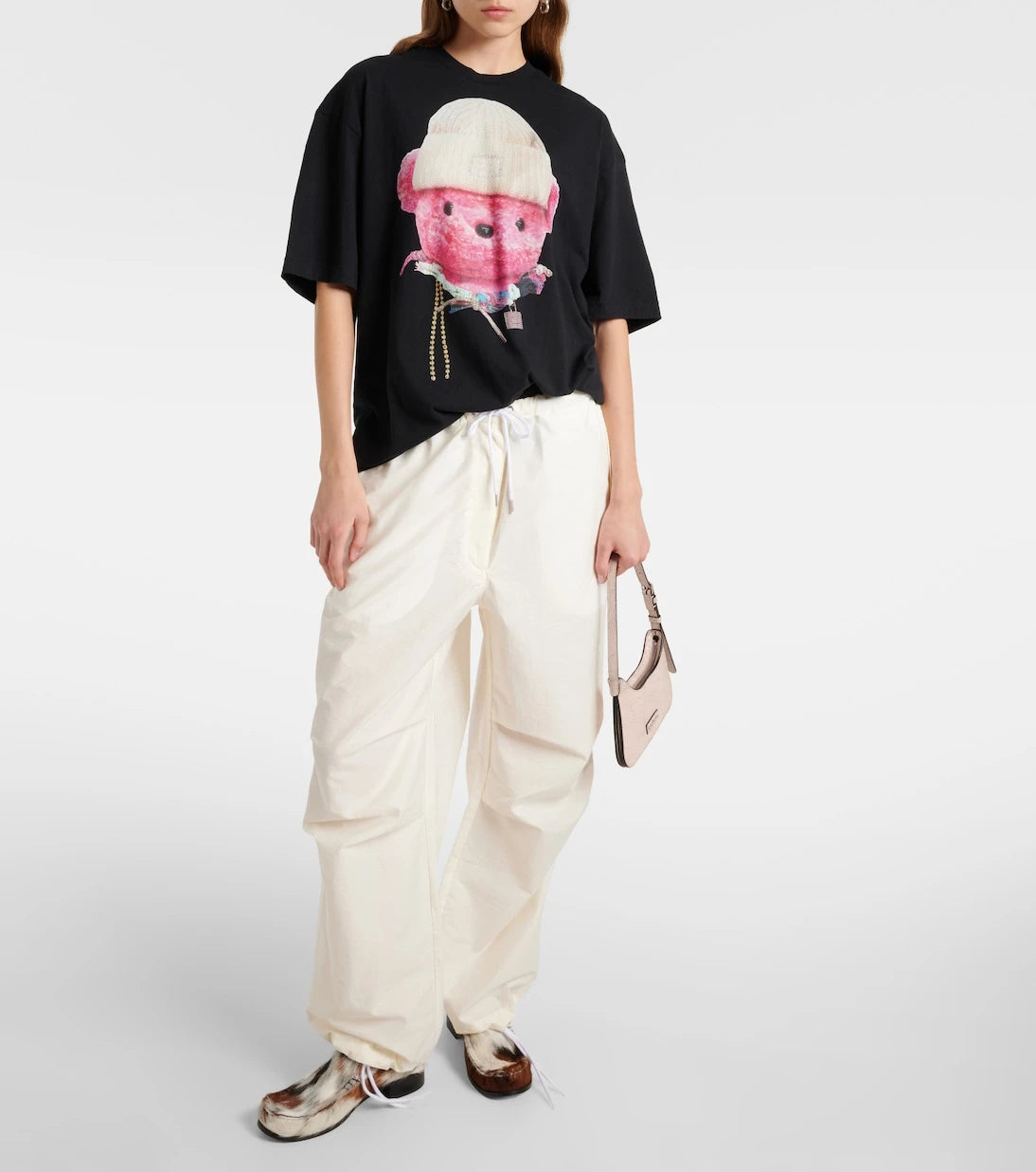 Acne Studios - بنطلون واسع الساقين متوسط الارتفاع من مزيج القطن