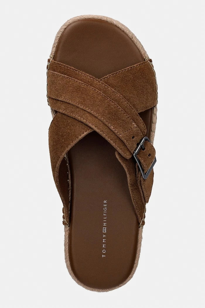Tommy Hilfiger чехли мъжки от велур FLEX JUTTE BUCKLE SDE SANDAL