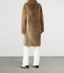 AllSaints Brown Shearling Reversible Serra Coat