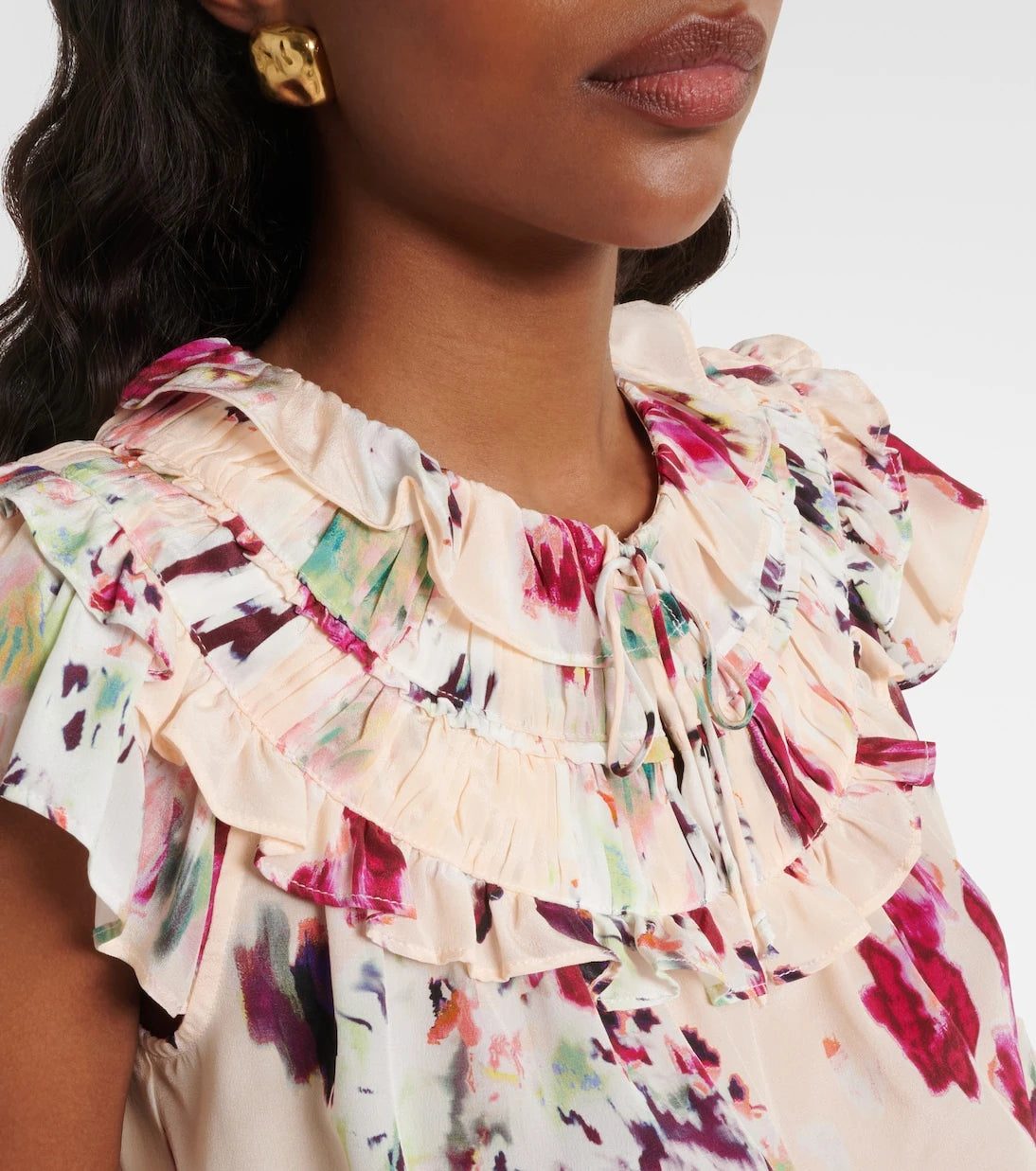 Ulla Johnson - Eleonore floral ruffled silk crop top