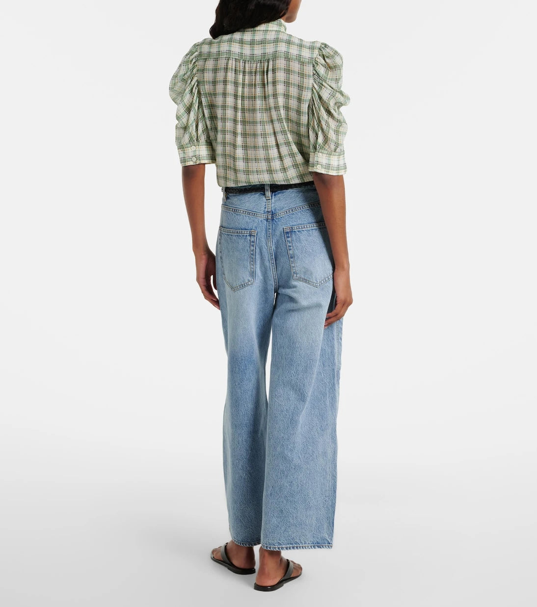 Frame - Crochet Bow cropped wide-leg jeans