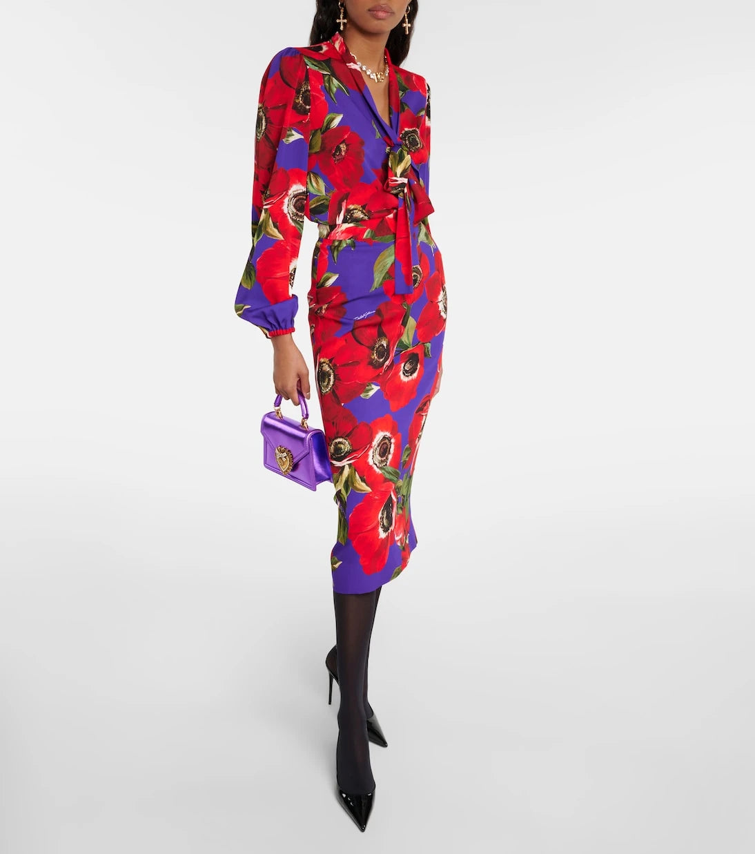 Dolce&Gabbana - Tie-neck floral silk-blend blouse