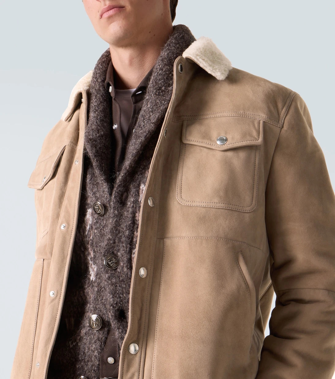 Brunello Cucinelli - Shearling-lined suede jacket