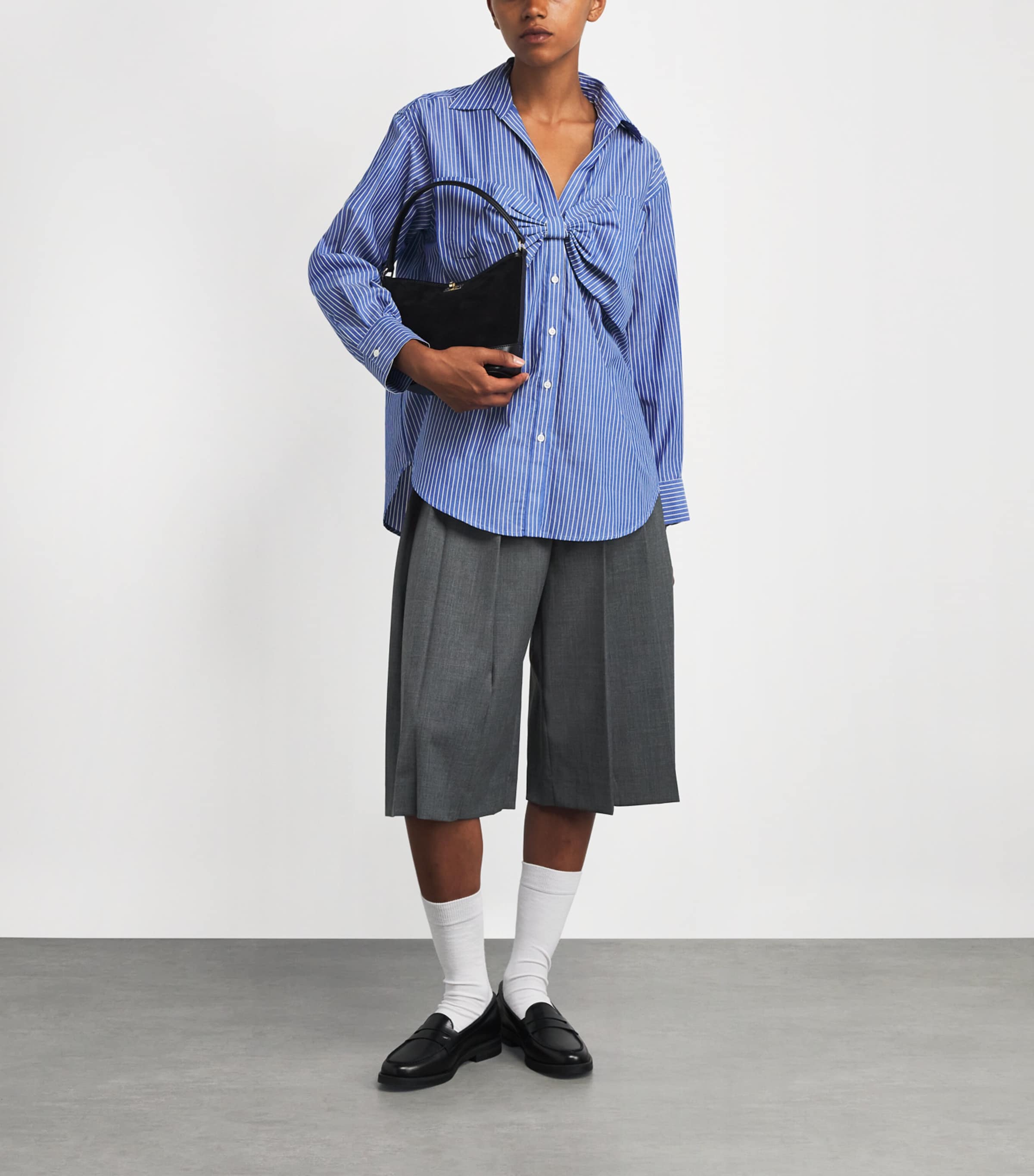 Black Pleated Longline Shorts