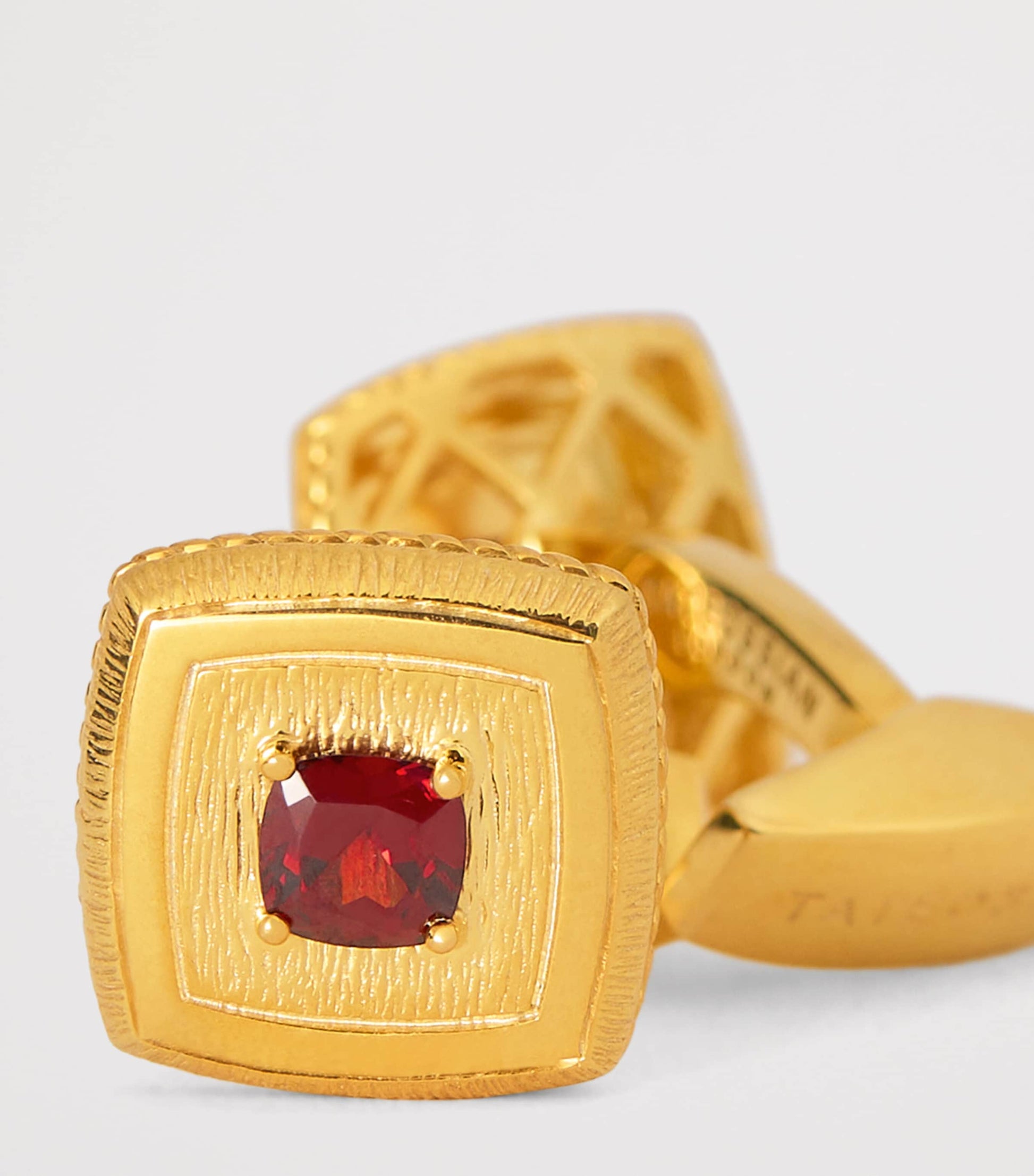 Gold-Plated and Garnet Graffiato Cufflinks