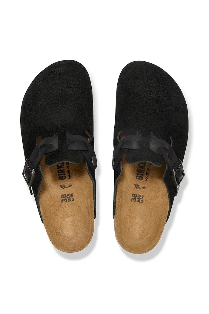Велурени чехли Birkenstock Boston Braided