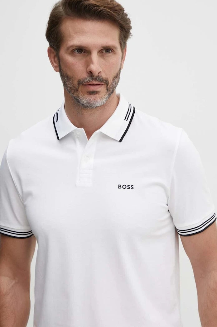 BOSS Green тениска с яка мъжка с памук Paul