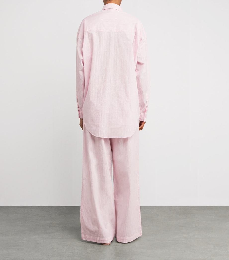 Pink Stretch-Cotton Stripe Pyjama Set