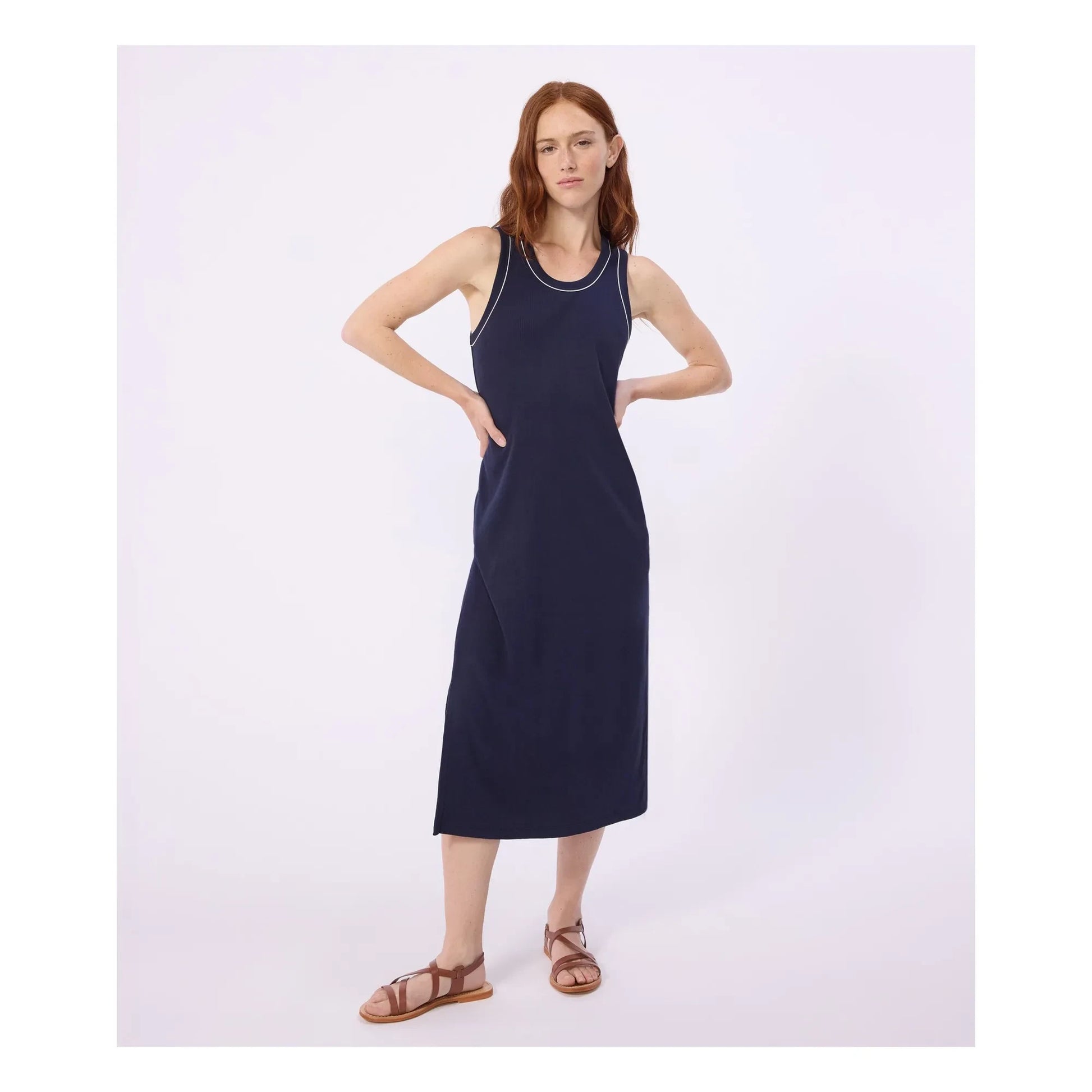 Petit Bateau - Plain Ribbed Tank Dress | Navy blue