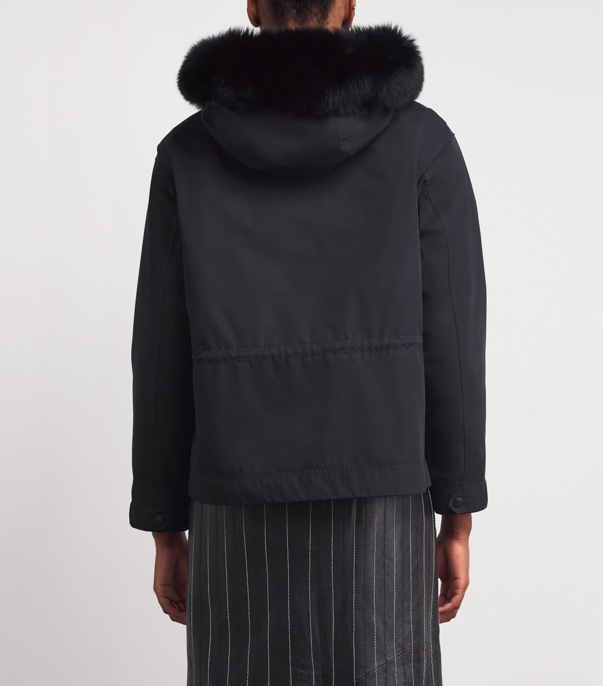 Yves Salomon Black Waterproof Fur-Trim Parka Coat