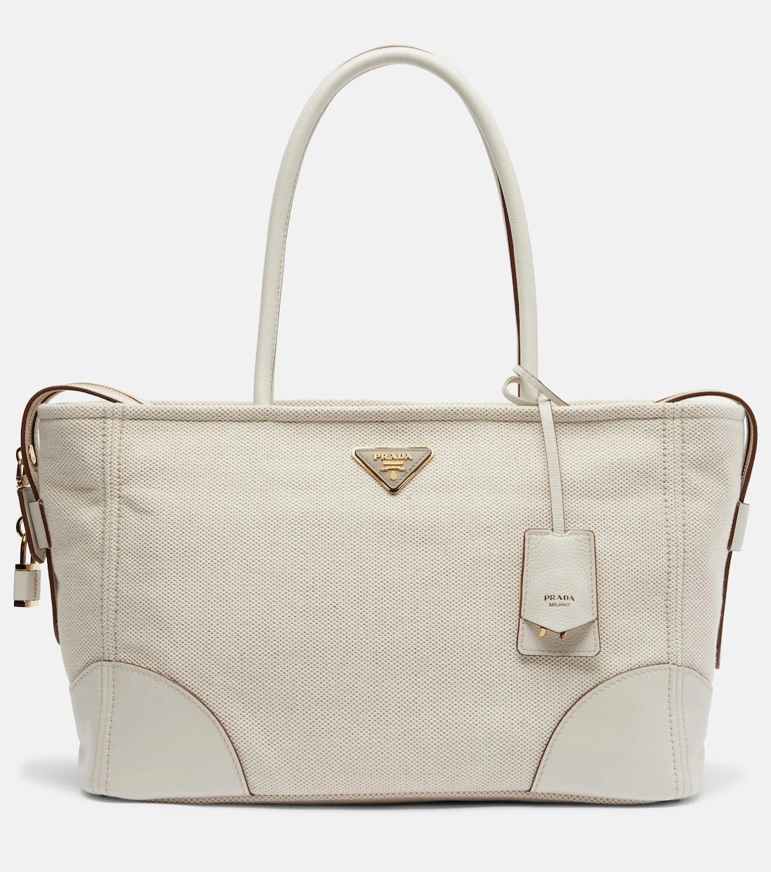 Prada - Large leather-trimmed tote bag