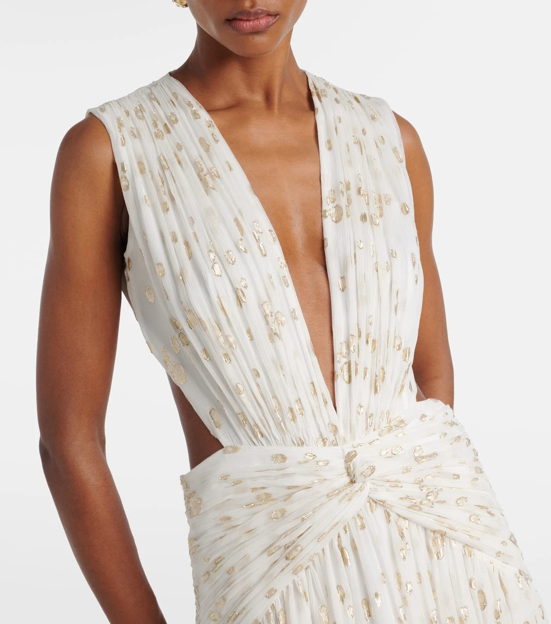 Costarellos - Luccia cutout silk jacquard gown