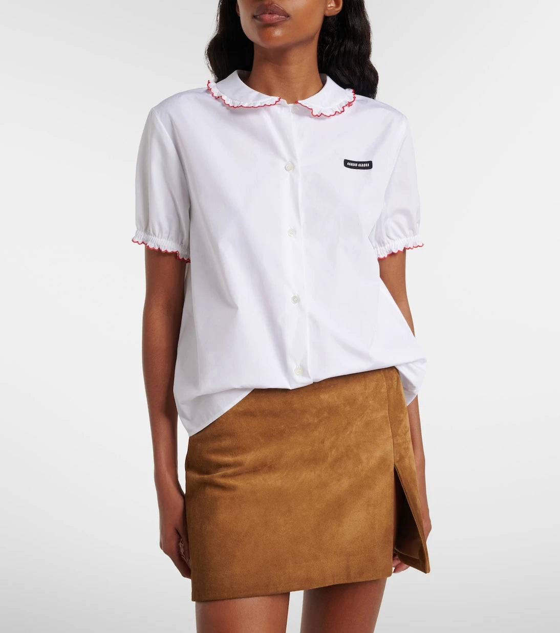 Miu Miu - Scalloped cotton poplin shirt