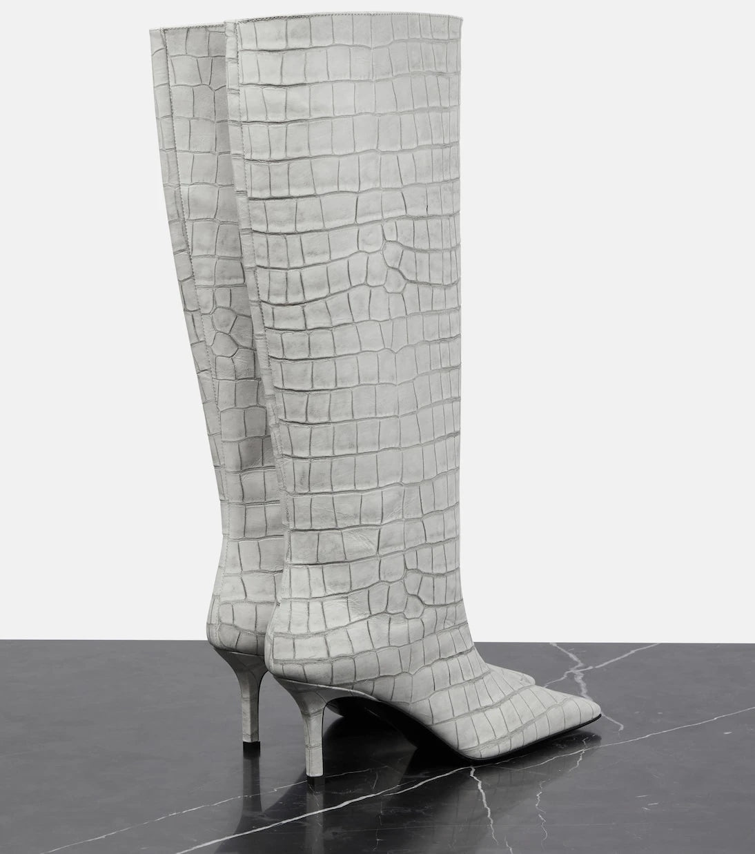 Acne Studios - Croc-effect leather knee-high boots