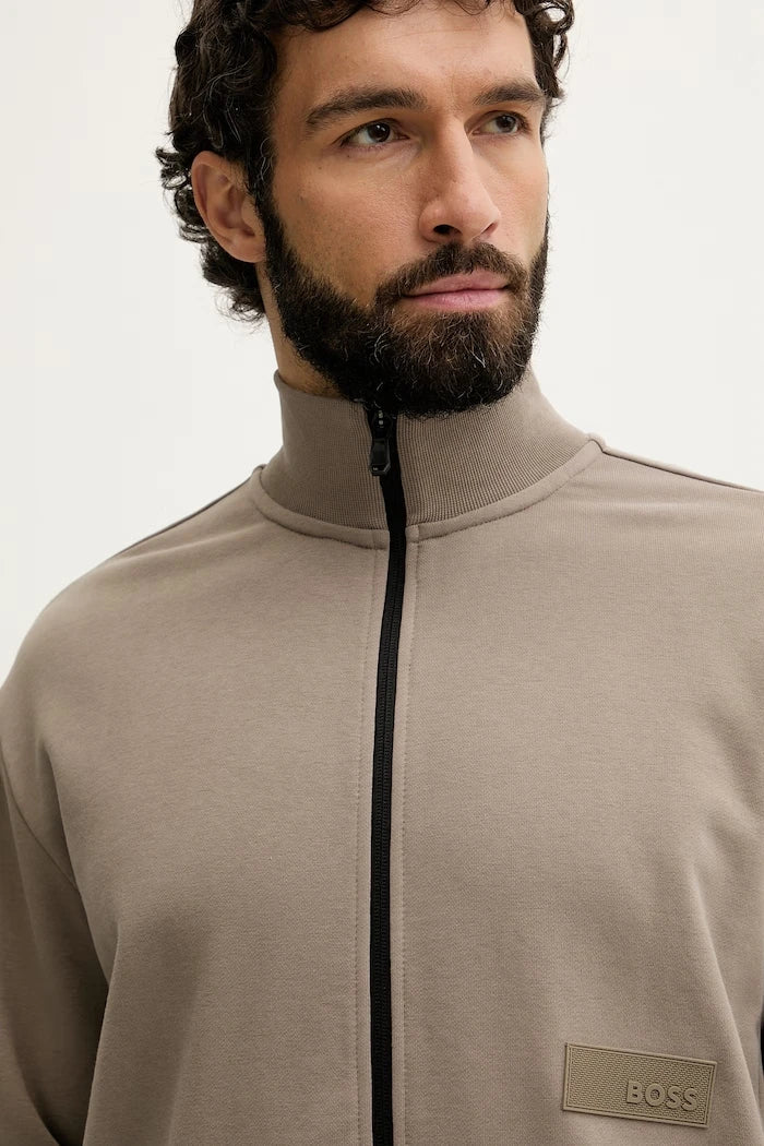 BOSS Green Erkek Pamuklu Fermuarlı Sweatshirt SW_Collar Full Zip