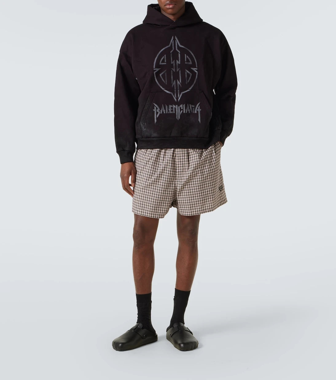 Balenciaga - شورت قطني كاروهات