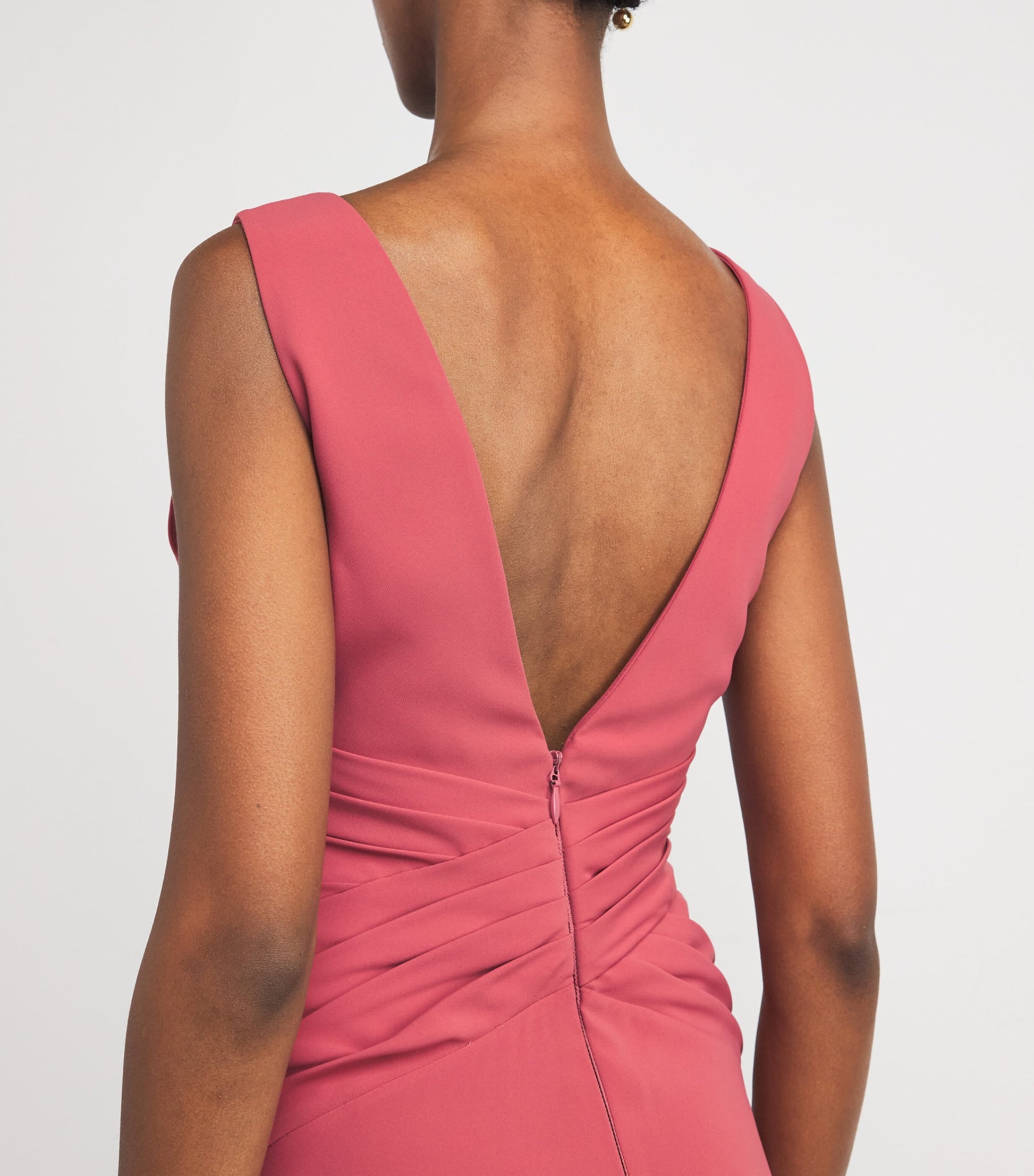 Pink V-Neck Criss-Cross Gown