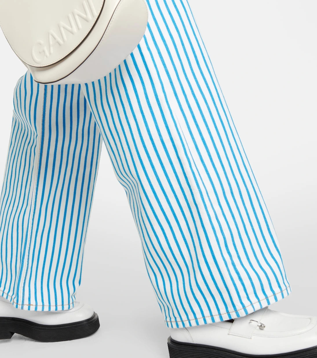 Ganni - Magny striped high-rise straight jeans