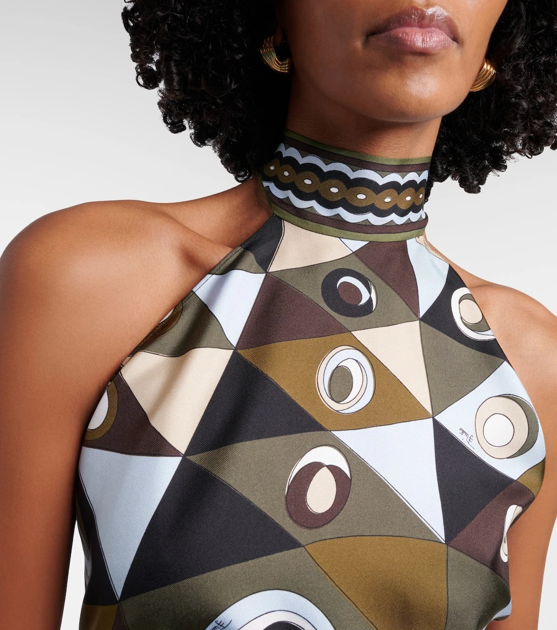 Pucci - Occhi halterneck open-back silk twill top