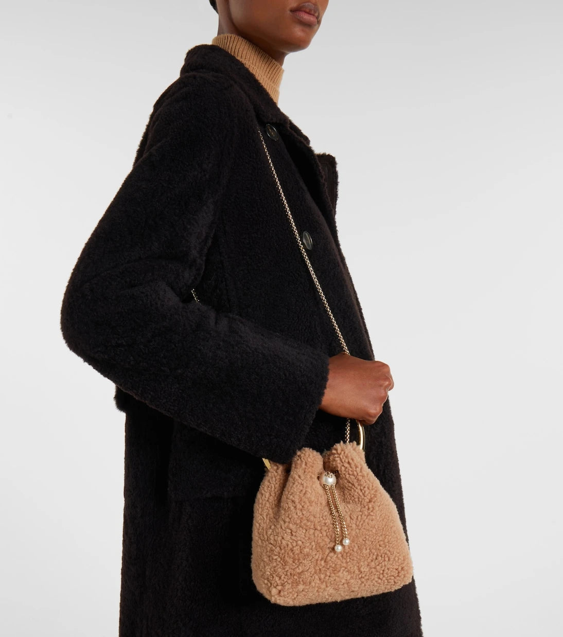 Jimmy Choo - Bon Bon Small shearling bucket bag