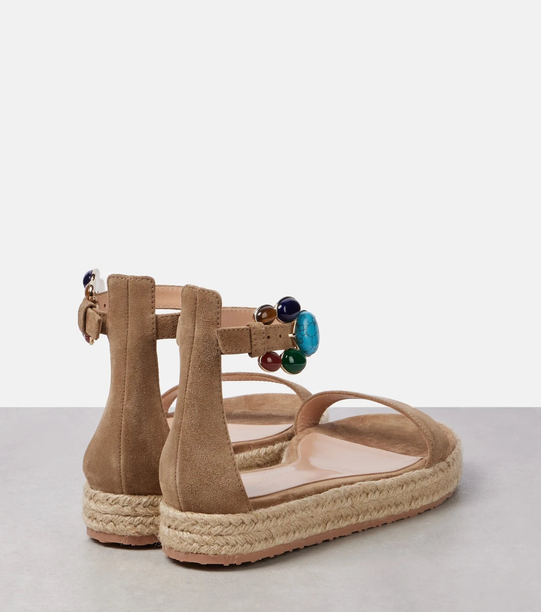 Gianvito Rossi - Embellished suede espadrille sandals