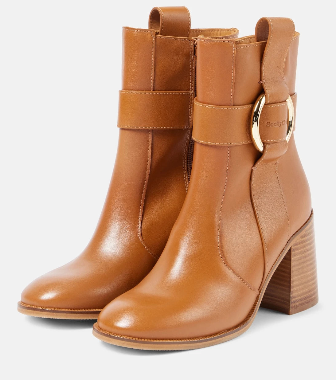 See By Chloé - جزمة الكاحل الجديدة 80 جلدية
