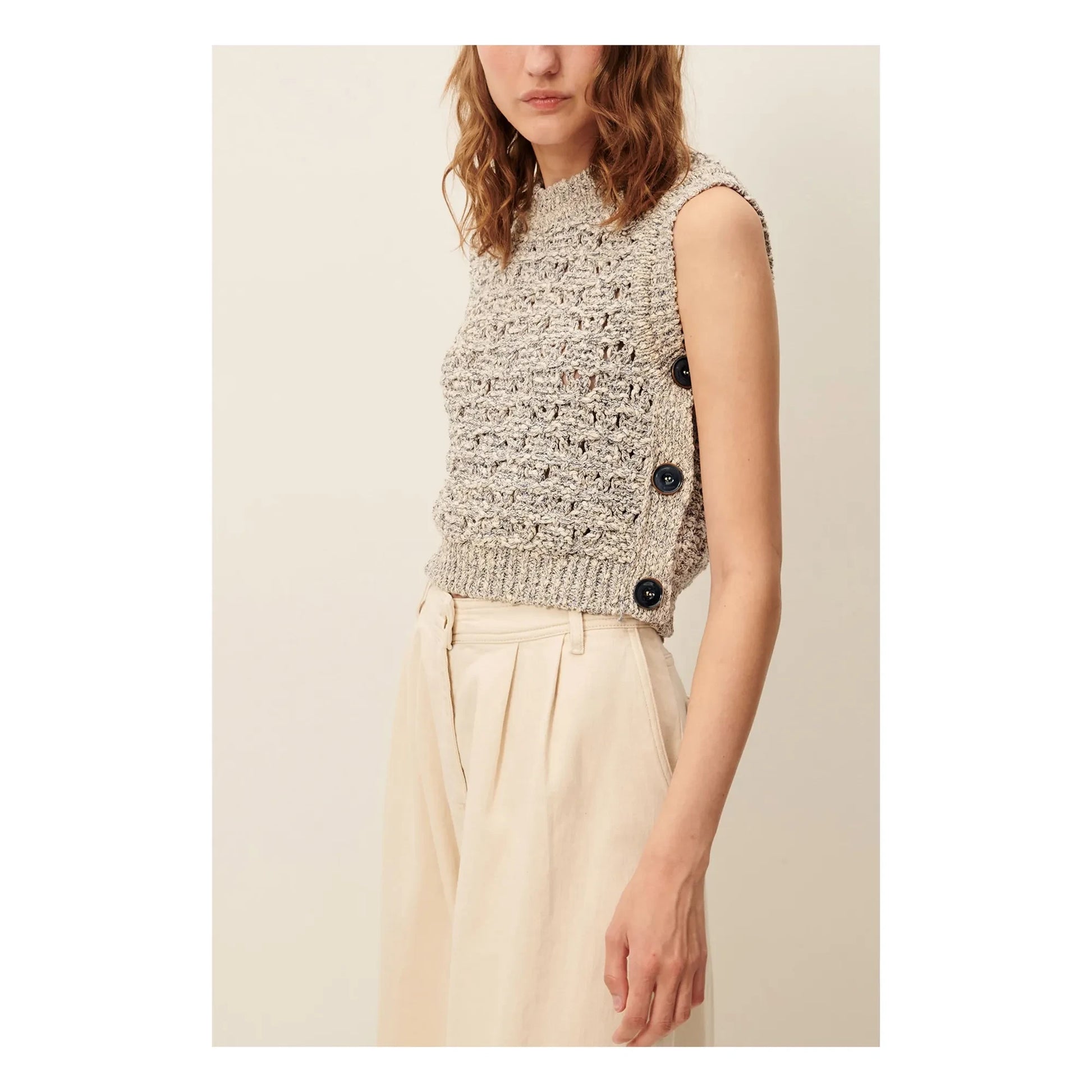 Sessùn - Maranhao Sleeveless Sweater | Grey blue