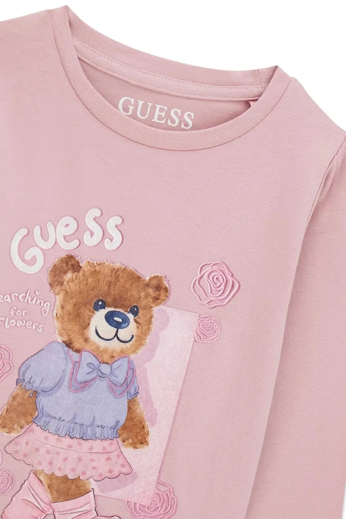 Guess çocuklar için pamuk ve elastanlı uzun kollu bluz