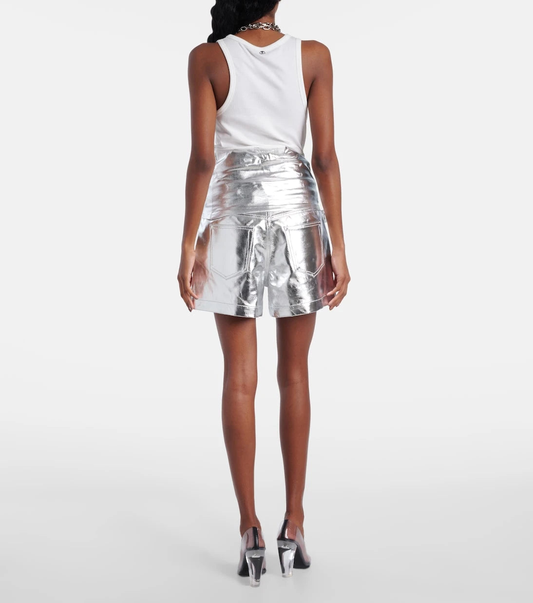 Rabanne - Gathered cotton-blend tank top