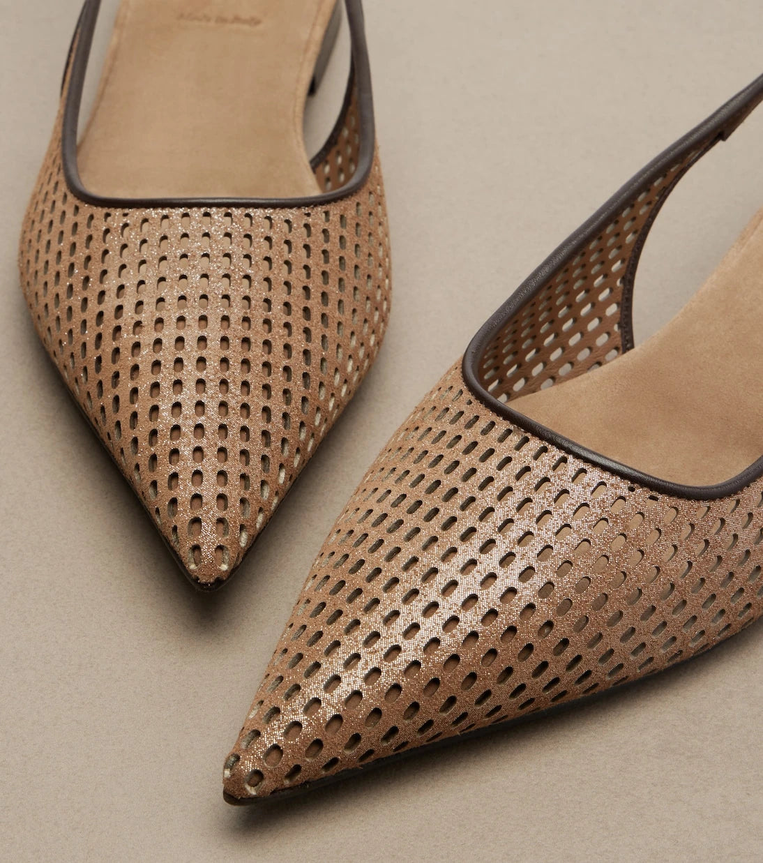 Brunello Cucinelli - Perforated leather slingback flats