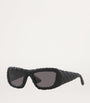 Black BV1303S Intrecciato Rectangular Sunglasses