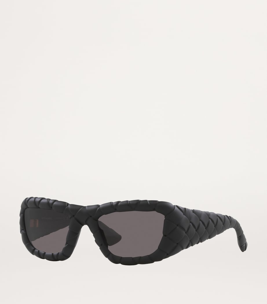 Black BV1303S Intrecciato Rectangular Sunglasses