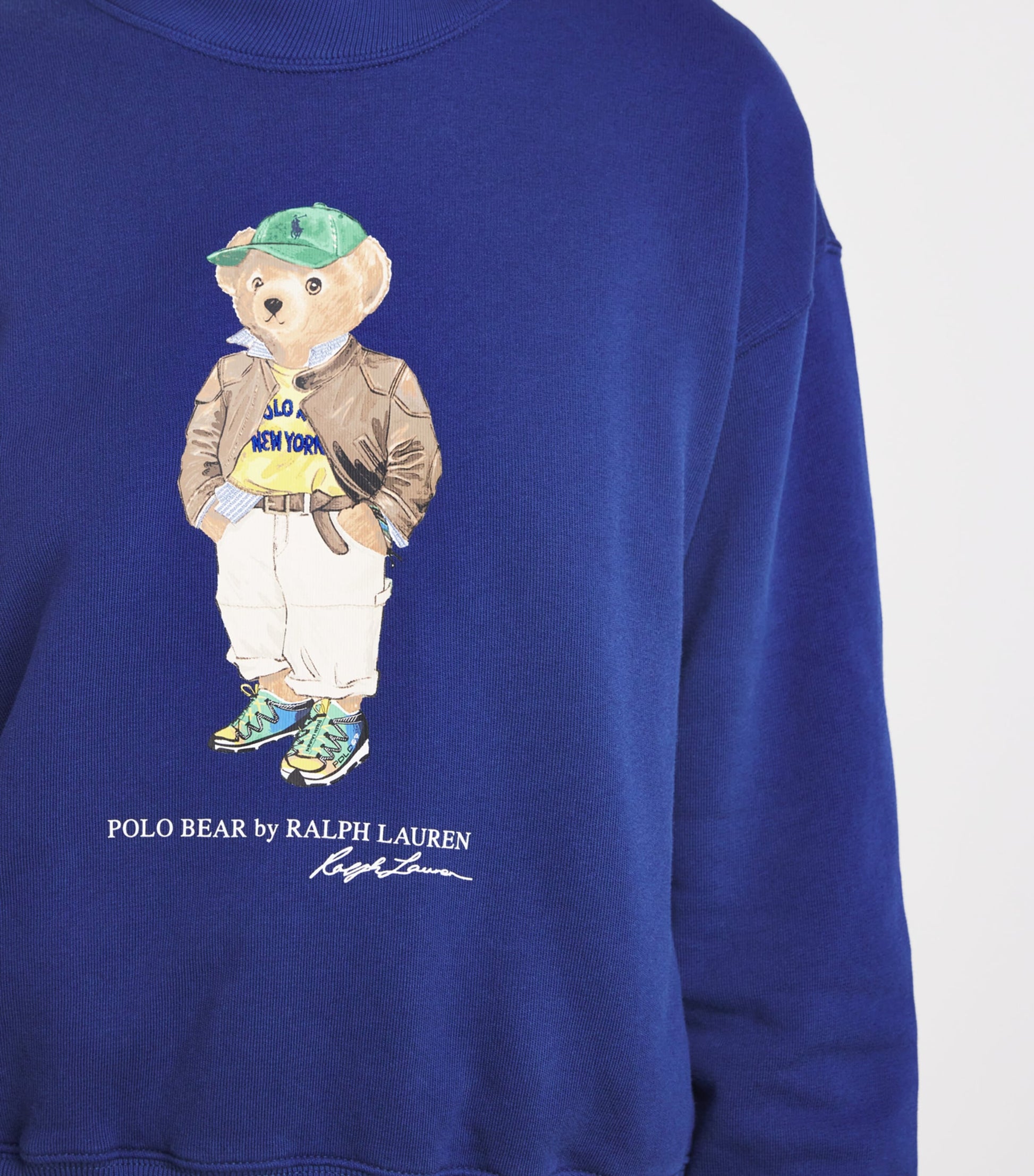 Blue Cotton-Blend Polo Bear Sweatshirt