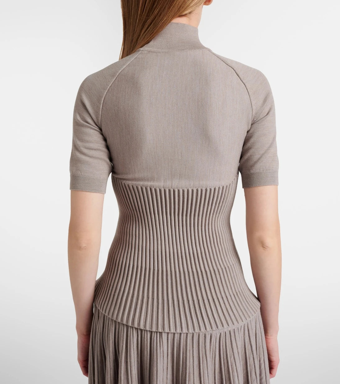 Alaïa - Ribbed-knit turtleneck wool-blend top