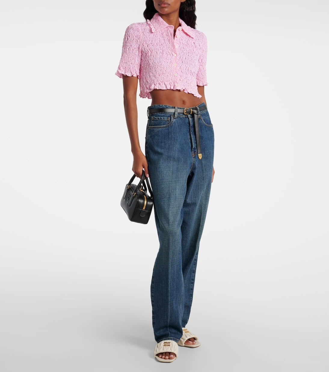 Miu Miu - Gingham cropped blouse